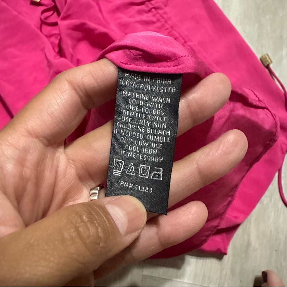 Vince Camuto Hot Pink Ruched Drawstring Sleeve Blouse Sz 4 - Picture 8 of 9